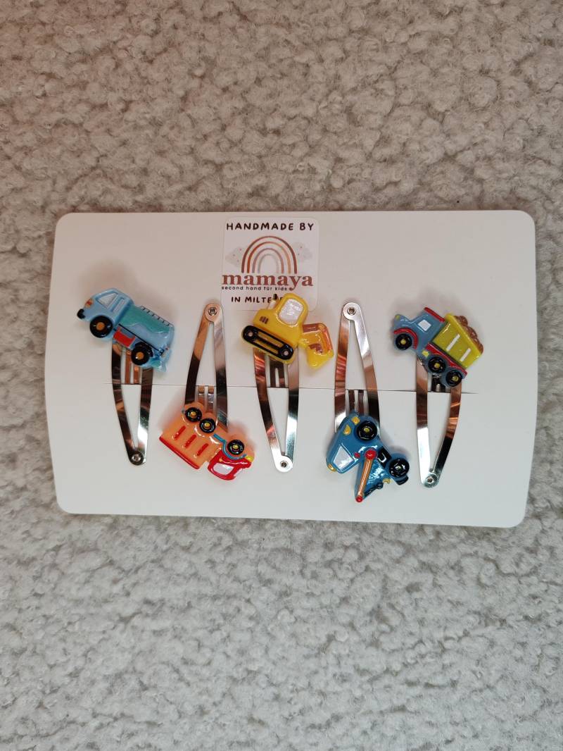 Handgemachtes Haar Set Titus - Jungs Bagger Autos Fahrzeuge Kran -Handmade Perfekt Als Geschenk Geburtstag Weihnachten von MamayaMiltenberg