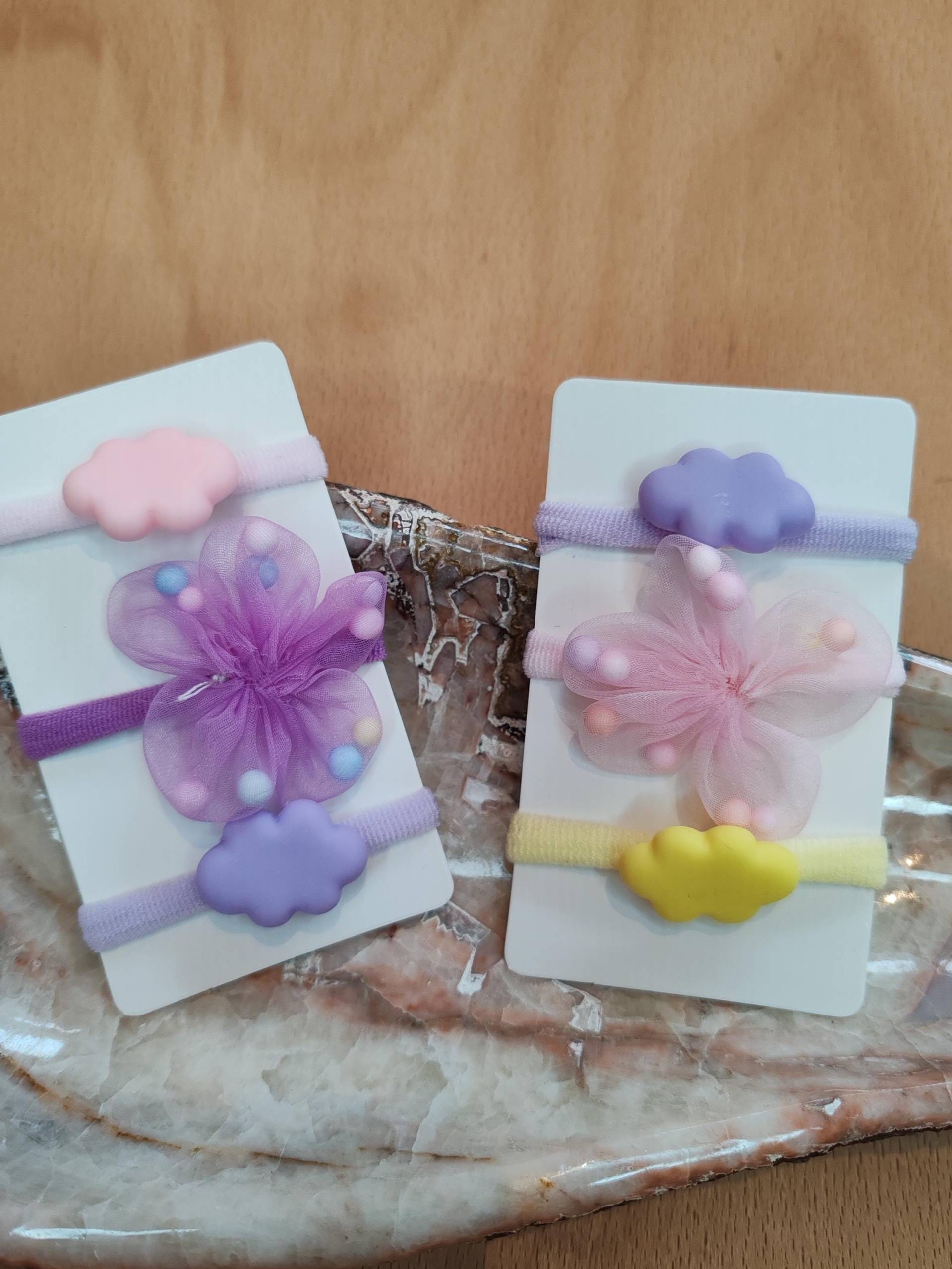 Handgemachtes Haargummi Set Jenny & Jessy - Wolke Blume Handmade Perfekt Als Geschenk Geburtstag Weihnachten von MamayaMiltenberg