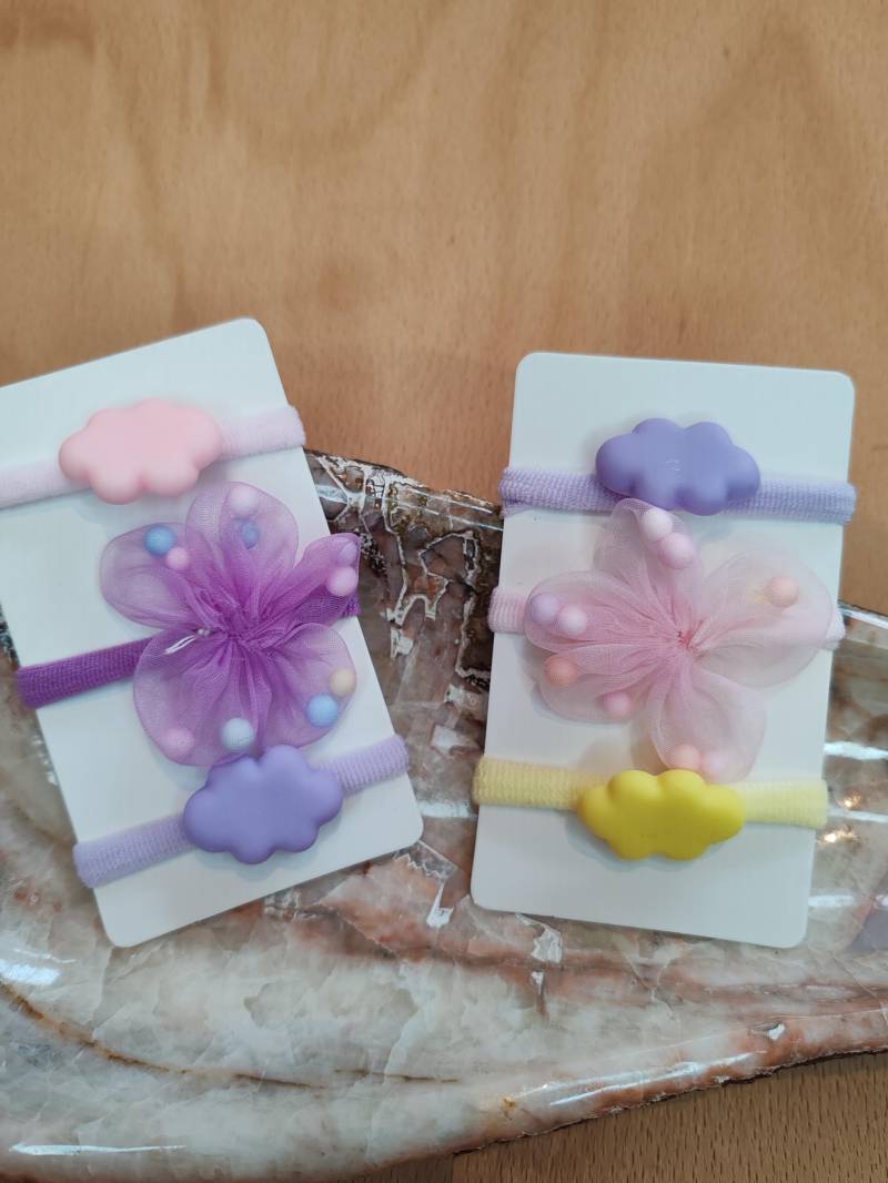 Handgemachtes Haargummi Set Jenny & Jessy - Wolke Blume Handmade Perfekt Als Geschenk Geburtstag Weihnachten von MamayaMiltenberg