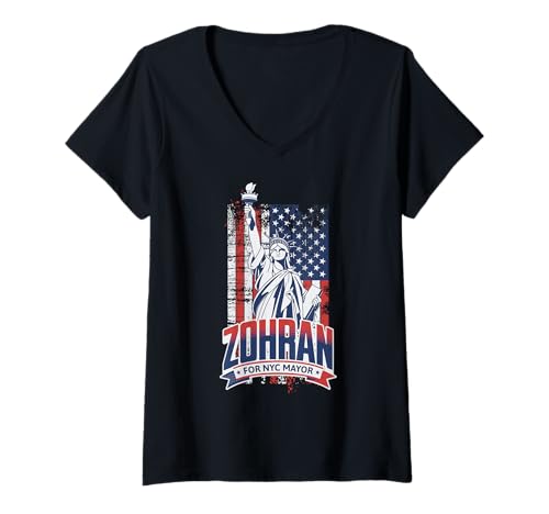 Damen Zohran Mamdani für NYC Mayor Lustig Cool Trendy Progressive T-Shirt mit V-Ausschnitt Damen Zohran Mamdani für NYC Mayor Lustig Cool Trendy Progressive T-Shirt mit V-Ausschnitt von Mamdani for NYC Mayor Funny Tees Gifts and More