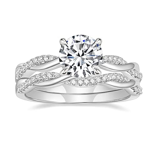 Mameloly Verlobungsringe für Damen, 1,5 Karat, rund, Zirkonia, Ehering, Twisting, Unendlichkeitssymbol, Pavé-Fassung, Größe 3–12, Kupfer, Zirkonia von Mameloly