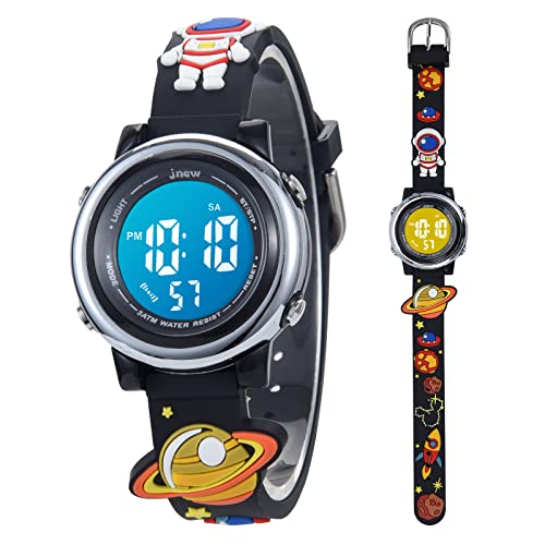 Kinderuhr Digital für Jungen Mädchen 3ATM Wasserdicht Kinder Armbanduhr mit Wecker Datum Stoppuhr Kinder Uhr für 3-10 Jahre (Schwarzer Raum) von Mamiddle