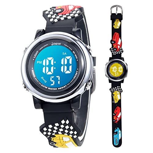 Mamiddle Kinderuhr Digital für Jungen Mädchen 3ATM Wasserdicht Kinder Armbanduhr mit Wecker Datum Stoppuhr Kinder Uhr für 3-10 Jahre (Schwarzer Sportwagen) von Mamiddle