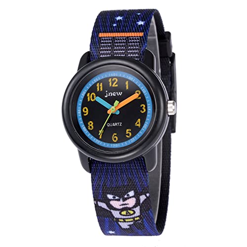 Mamiddle Mädchen und Jungen Analog Quarz Uhr mit Cartoon Design 30M wasserdichte Silikon/Nylon Armband Japanischen Quarzwerk Lern Armbanduhr für Kinder 3-10 Jahre (Nylon - Batman) von Mamiddle