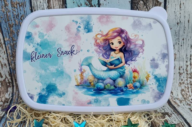 Personalisierbare Brotdose Meerjungfrau, Lunchbox Kinder, Mit Namen, Snackbox Mädchen, Geschenk Einschulung von MamilaDesign