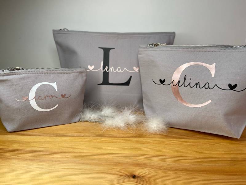 Personalisierte Kosmetiktasche Grau Einzeln Oder Als Set von MamilaShop