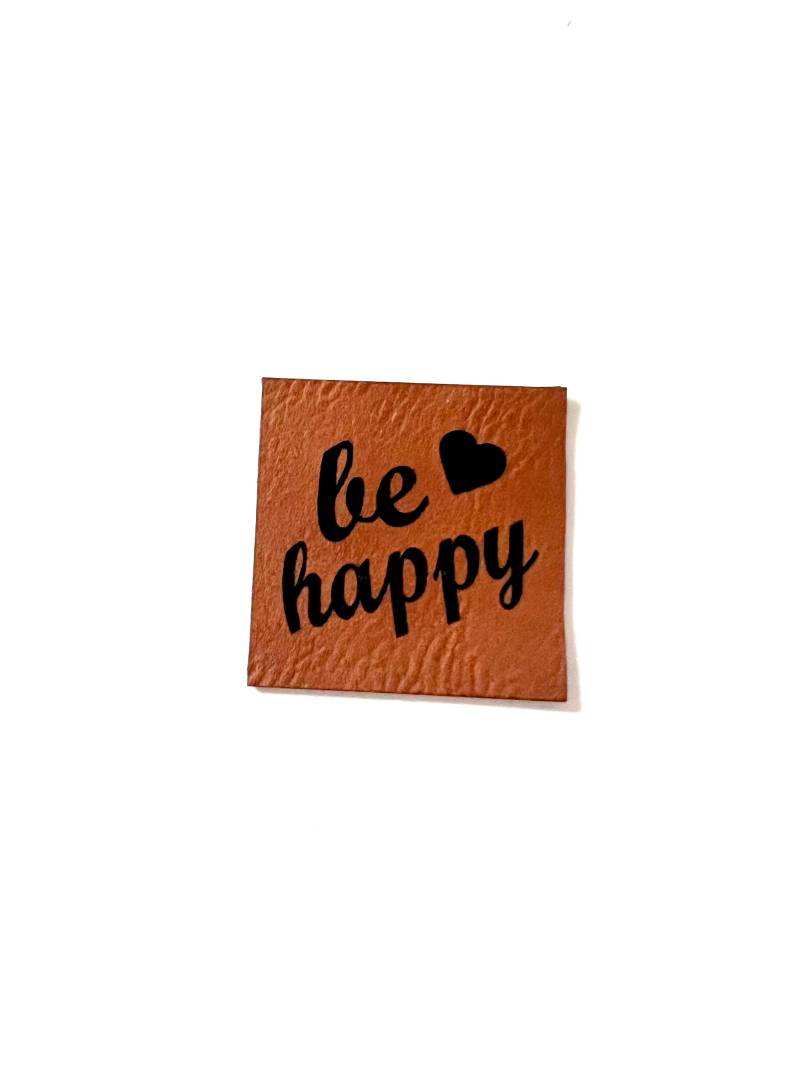 Lederlabel Be Happy 4 X cm Lederlabel Be Happy 4 X cm von MamisNaehfieber