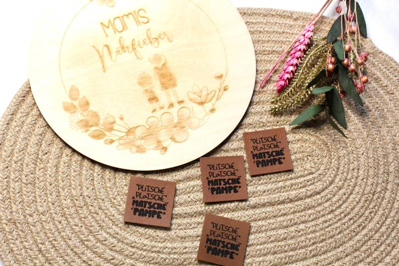 Lederlabel "Plitsche Platsche" 4 X cm von MamisNaehfieber