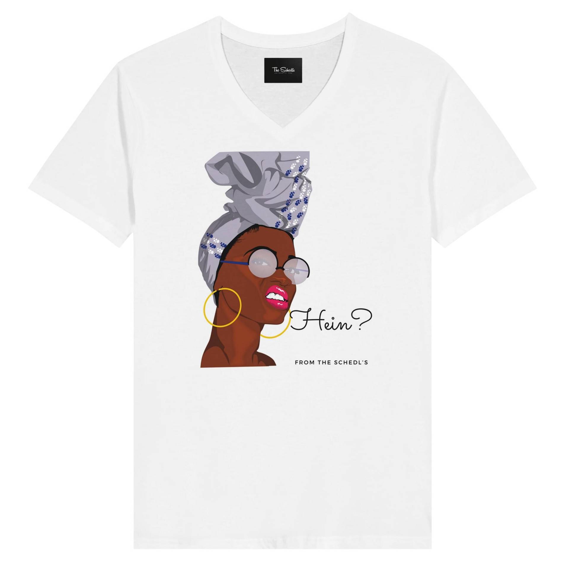 Premium Unisex V-Neck T-Shirt - Strong "Hein?' Statement & Confident African Woman Design-Signature Collection Premium Unisex V-Neck T-Shirt - Strong "Hein?' Statement & Confident African Woman Design-Signature Collection von MamitaMae