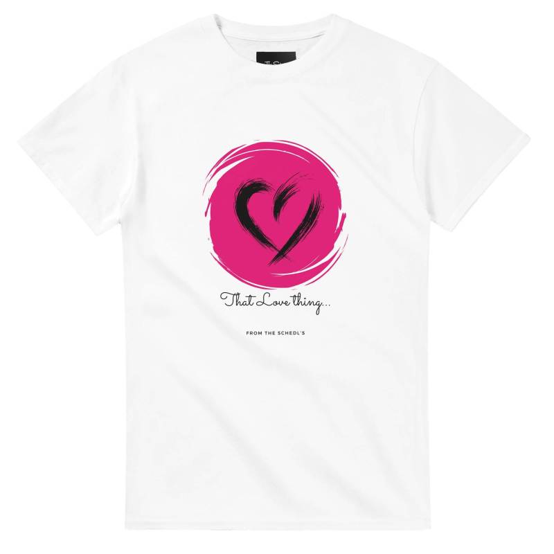 White Heavyweight Unisex Crewneck T-Shirt | Gildan® 5000 With "That Love Thing"-statement von MamitaMae
