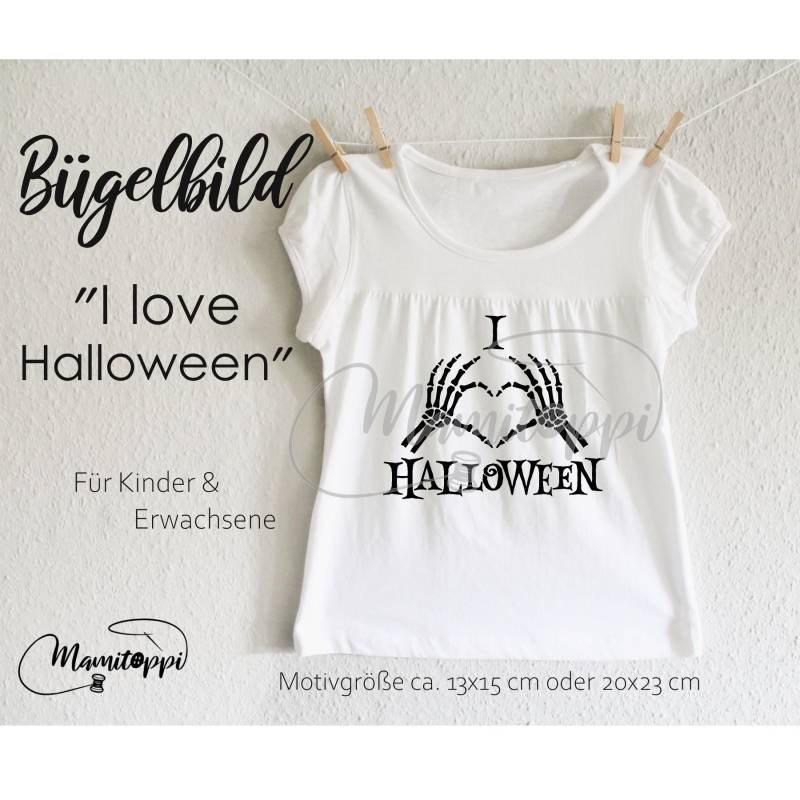 Bügelbild "I Love Halloween" in 2 Verschiedenen Größen von Mamitoppi