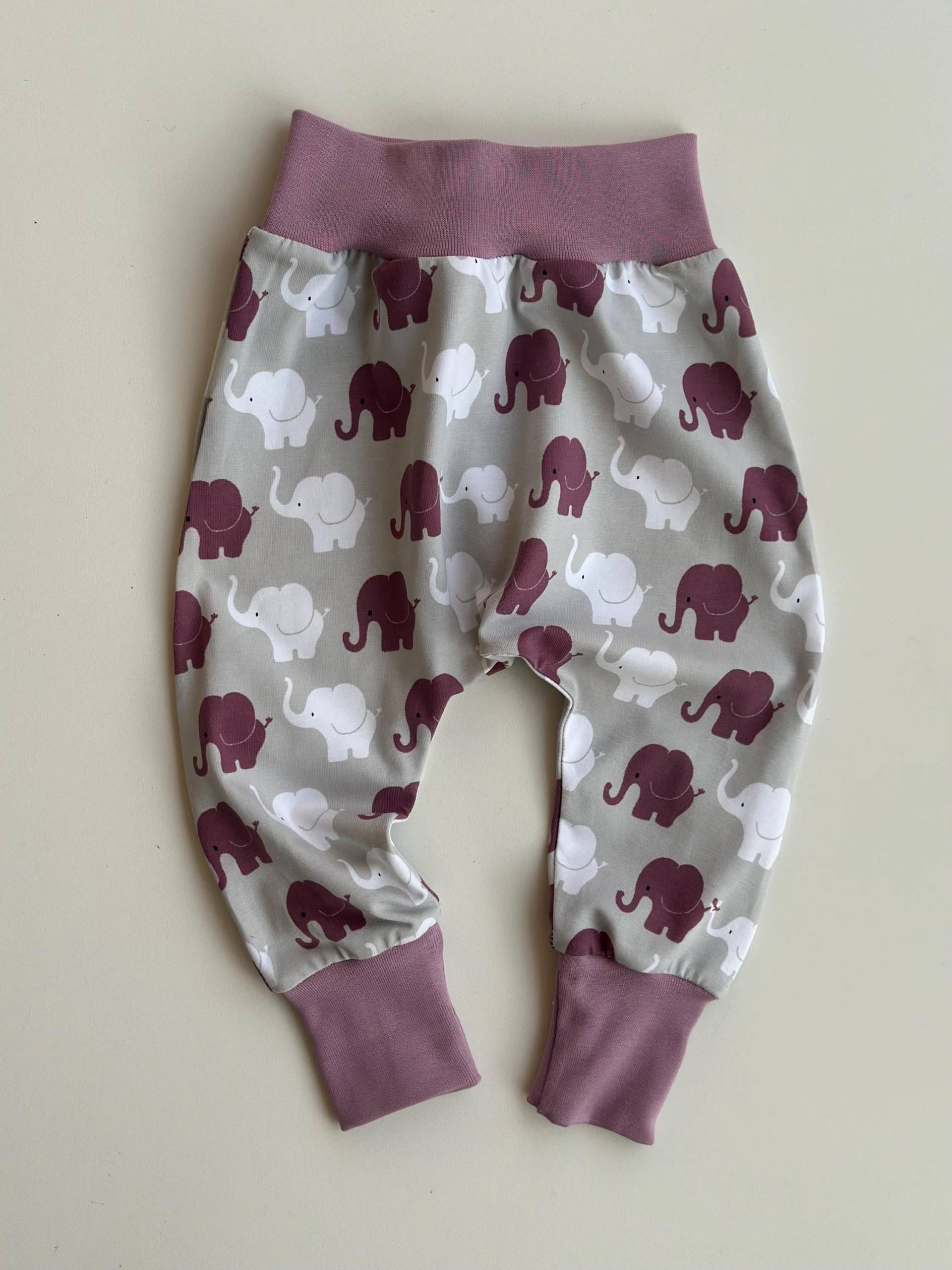Babypumphose, Babyhose, Kinderhose, Jogginghose, 56-92, Jersey, Elefant, Elephant, Lila, Flieder von MamiundTami