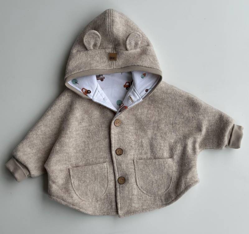 Walk-Cape-Jacke Mit Bärchen-Ohren, Grau, Gr. 104, Gefüttert, Outdoorjacke Für Kinder von MamiundTami