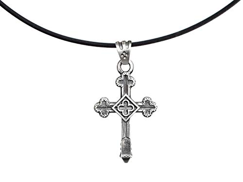 Mamma Bavaria Kette für Herren mit 925er Silber Kreuz Anhänger klein, Silikmed Halskette mit Kreuzanhänger aus Sterlingsilber, Männer Schmuck Kreuzkette 45 cm schwarz mit Echtschmuck Silberanhänger Mamma Bavaria Kette für Herren mit 925er Silber Kreuz Anhänger klein, Silikmed Halskette mit Kreuzanhänger aus Sterlingsilber, Männer Schmuck Kreuzkette 45 cm schwarz mit Echtschmuck Silberanhänger von Mamma Bavaria