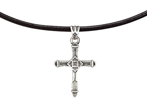 Mamma Bavaria Lederkette für Damen, Herren und Kinder mit 925er Silber Kreuz Anhänger klein, Leder Kette mit Kreuzanhänger aus Sterlingsilber, Schmuck Kreuzkette schwarz verstellbar ohne Verschluss von Mamma Bavaria