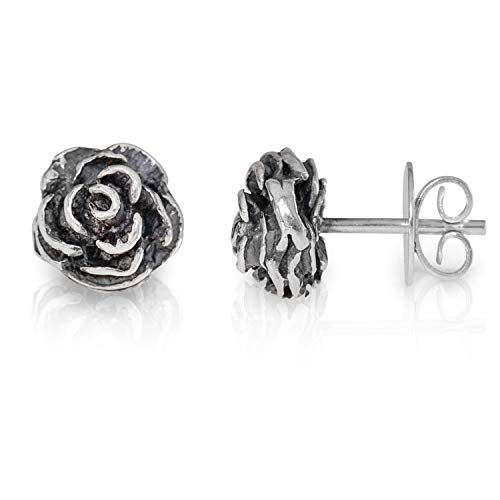 Mamma Bavaria Ohrringe Rose mittel für Damen aus 925 Silber, Rosenohrstecker 7mm aus Sterlingsilber, Frauen Ohrstecker in Rosenform, Rosen Silberohrringe, Silberschmuck Rosenohrringe als Damenohrringe von Mamma Bavaria