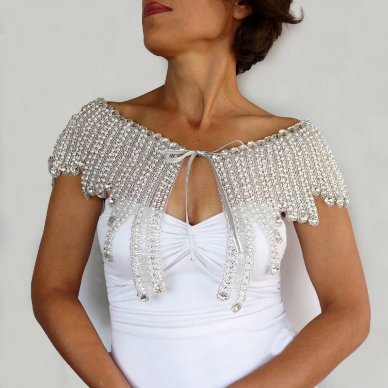 Perlen Braut Cape Art Deco Hochzeit Schulterschmuck von MammaMiaBridal