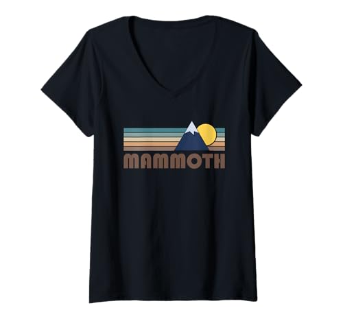 Damen Mammut California Retro Mountain T-Shirt mit V-Ausschnitt Damen Mammut California Retro Mountain T-Shirt mit V-Ausschnitt von Mammoth California Mountain Retro Designs