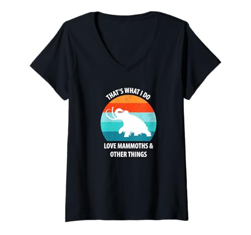 Damen Lustiges Mammut Steinzeit Eiszeit Design prähistorisch T-Shirt mit V-Ausschnitt Damen Lustiges Mammut Steinzeit Eiszeit Design prähistorisch T-Shirt mit V-Ausschnitt von Mammut Designs