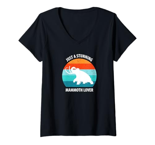 Damen Lustiges Mammut Steinzeit Eiszeit Design prähistorisch T-Shirt mit V-Ausschnitt Damen Lustiges Mammut Steinzeit Eiszeit Design prähistorisch T-Shirt mit V-Ausschnitt von Mammut Designs