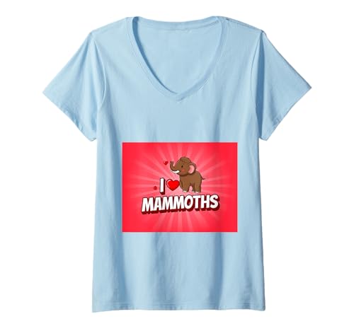 Damen Lustiges Mammut Steinzeit Eiszeit Design prähistorisch T-Shirt mit V-Ausschnitt Damen Lustiges Mammut Steinzeit Eiszeit Design prähistorisch T-Shirt mit V-Ausschnitt von Mammut Designs