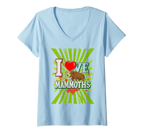 Damen Lustiges Mammut Steinzeit Eiszeit Design prähistorisch T-Shirt mit V-Ausschnitt Damen Lustiges Mammut Steinzeit Eiszeit Design prähistorisch T-Shirt mit V-Ausschnitt von Mammut Designs