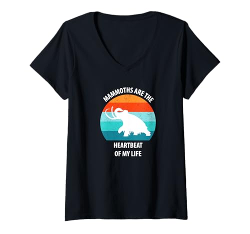 Damen Lustiges Mammut Steinzeit Eiszeit Design prähistorisch T-Shirt mit V-Ausschnitt Damen Lustiges Mammut Steinzeit Eiszeit Design prähistorisch T-Shirt mit V-Ausschnitt von Mammut Designs