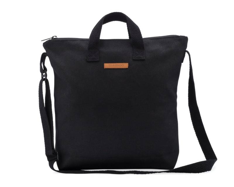 Schwarze Einkaufstasche Mit Reißverschluss Für Frauen, Natürliche 100% Baumwolle Kleine Canvas-Reißverschluss-Einkaufstasche Verstellbaren von MamooKidsSF