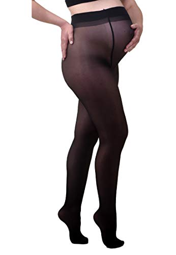 Mamsy Schwangerschaftsstrumpfhose, komfortabel, transparent, 20 den, hergestellt in Italien, Schwarz, XL von Mamsy