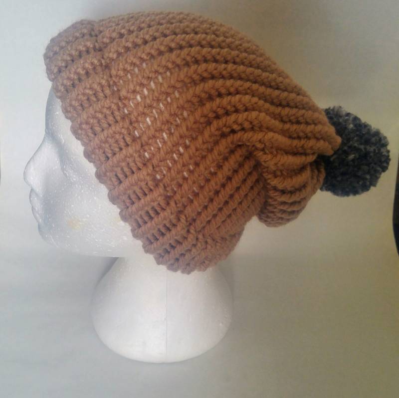 Gestrickte Slouch Hut Strukturierte Pompom Auf Bestellung Wählen Farbe von MamzelleSemmele