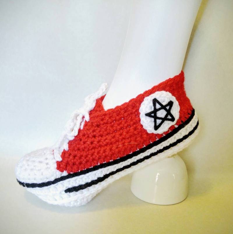 Häkeln Kurze Converse Sneakers Hausschuhe Erwachsenen Größe Auf Bestellung Gefertigt von MamzelleSemmele