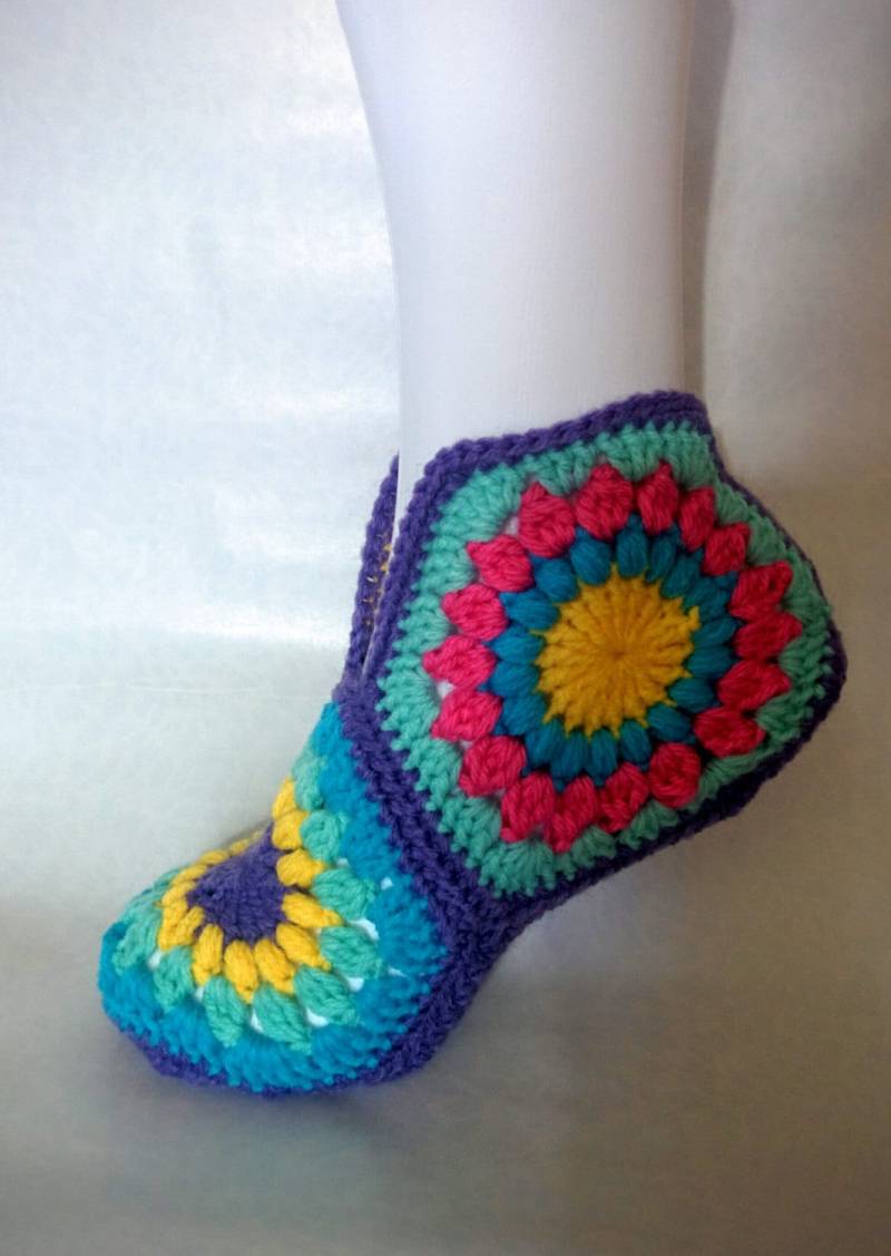 Sechseck Hausschuhe Booties Häkeln Stricken Socken von MamzelleSemmele