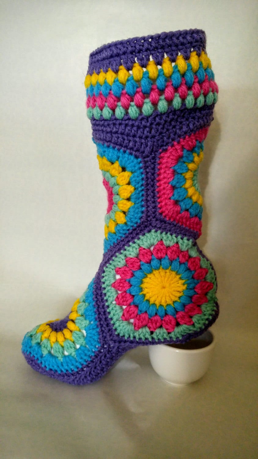Sechseck Hausschuhe Booties Häkeln Stricken Socken von MamzelleSemmele