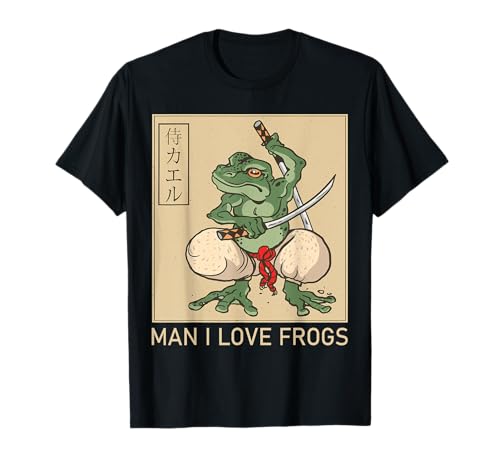 Man I love Frogs Retro Vintage Japanischer Samurai Frosch T-Shirt von Man I love Vintage Japanese Samurai Frogs