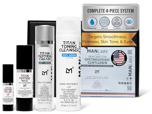 Man Labs Titan Anti-Aging Gesichtspflegeset für Männer, Oscar 2025 Gesichtspflegeset für Männer, mit Hyaluronsäure und 10 % Niacinamid-Serum für dunkle Flecken, Falten von Man Labs