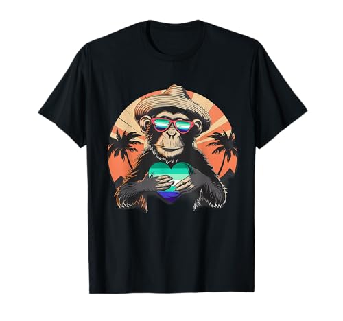 LGBTQ Monkey Sunset Homosexuelle Flagge mit Herz für Männer LGBT MLM Pride T-Shirt LGBTQ Monkey Sunset Homosexuelle Flagge mit Herz für Männer LGBT MLM Pride T-Shirt von Man Loving Gay Male Flag LGBT MLM Flag