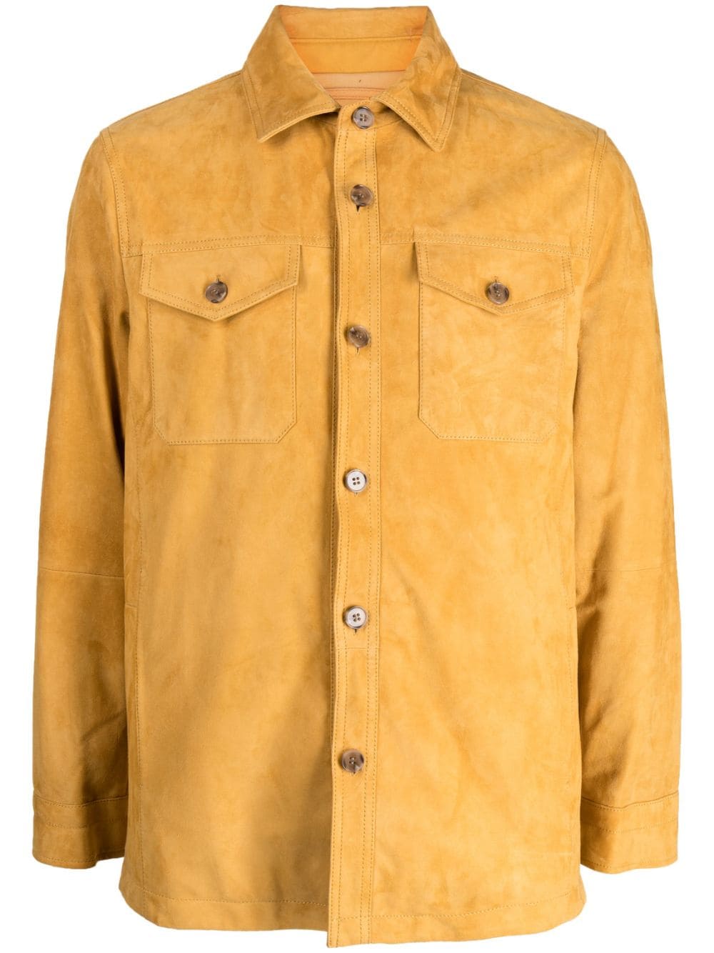 Man On The Boon. Hemdjacke aus Wildleder - Gelb von Man On The Boon.