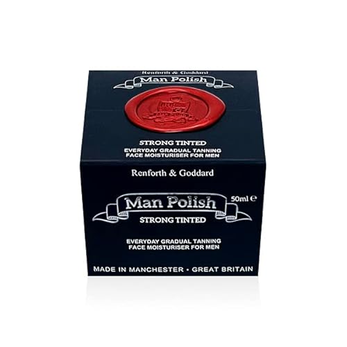 Man Polish Strong Tinted (stark getönt) – hergestellt in Großbritannien, progressive Selbstbräunungscreme für Herren, Premium-Gesichtscreme 50 ml von Man Polish