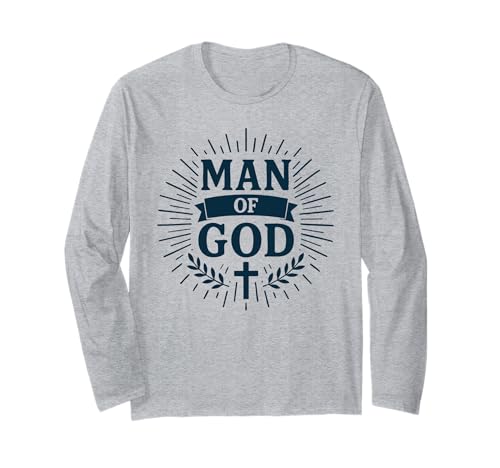 Man of God with Laurel Cross Father's Day Christian Dad Men Langarmshirt von Man of God Store