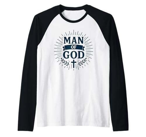 Man of God with Laurel Cross Father's Day Christian Dad Men Raglan von Man of God Store