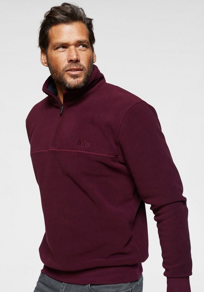 Man's World Fleecepullover Langarm, mit Rippbündchen, mit Troyerkragen, für Athleisure-Looks von Man's World