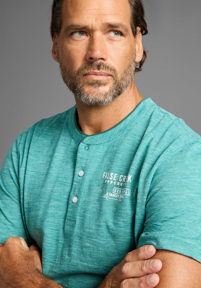 Man's World Henleyshirt mit Stehkragen-Optik und funktionaler Knopfleiste von Man's World