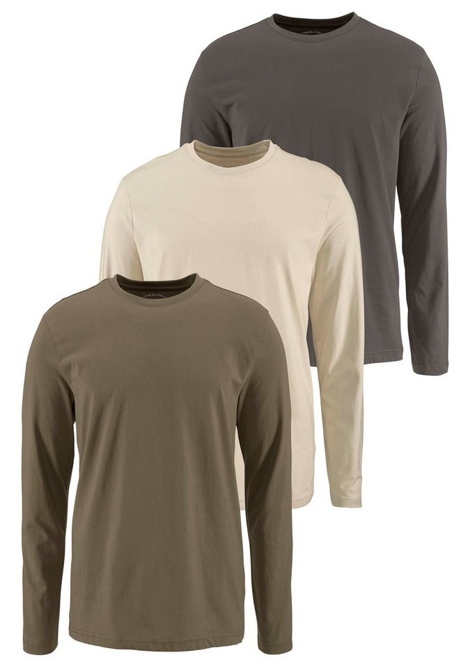 Man's World Langarmshirt neue Farbe ! (3er-Pack) Langarm, unifarben, aus Baumwolle, im 3er-Pack von Man's World