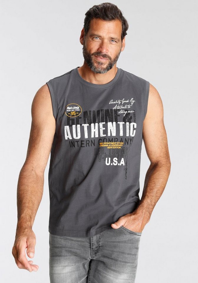 Man's World Muscleshirt ohne Ärmel, bedruckt, Rundhalsausschnitt, aus Baumwolle von Man's World