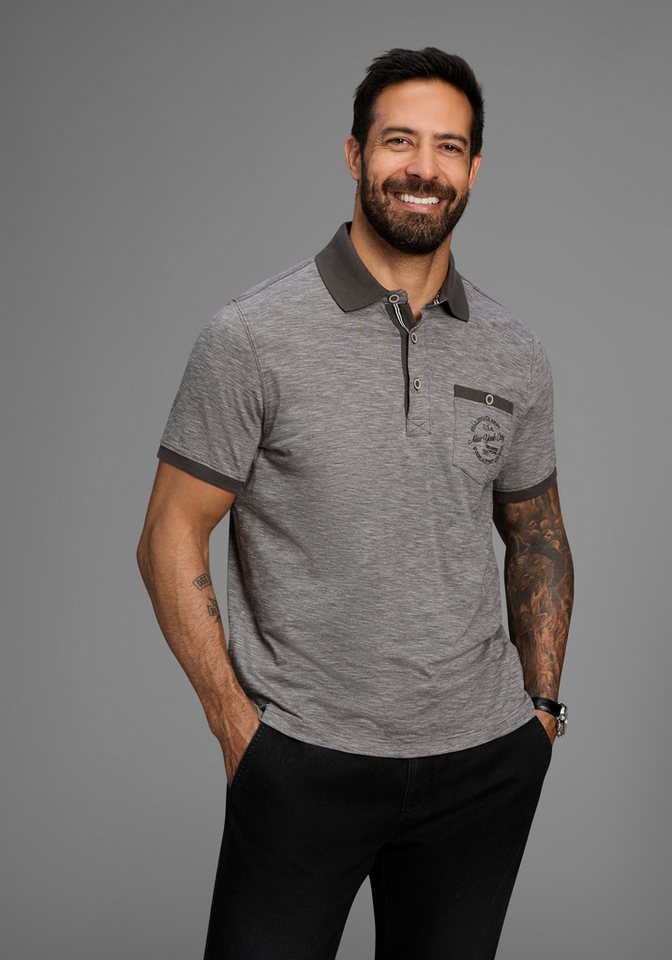 Man's World Poloshirt Kurzarm, Regular Fit, melierte Struktur, Rundhalsausschnitt Man's World Poloshirt Kurzarm, Regular Fit, melierte Struktur, Rundhalsausschnitt von Man's World