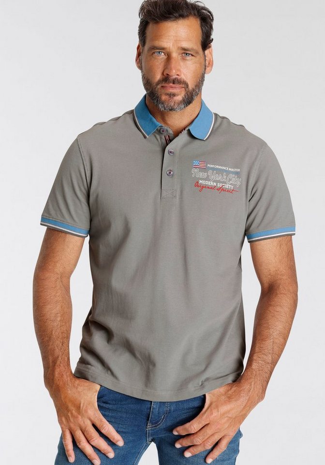 Man's World Poloshirt mit kleinem Brustprint von Man's World