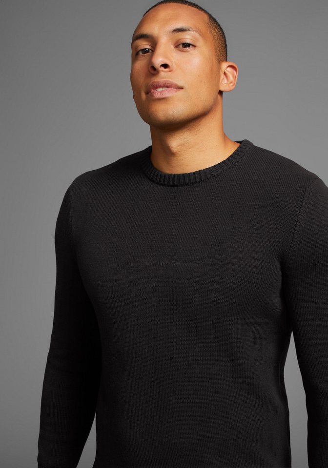Man's World Rundhalspullover CIRCULAR COLLECTION-GOTS zertifiziert Rippstrick von Man's World