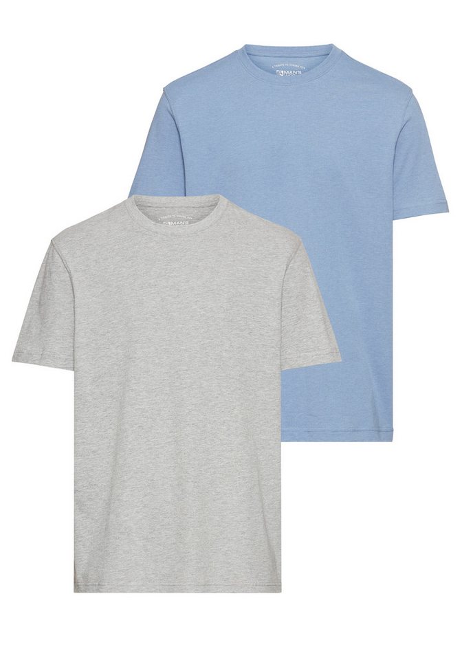 Man's World Rundhalsshirt (2er-Pack) Kurzarm, Basic-Stil, aus Baumwollmischung, 2er-Pack von Man's World