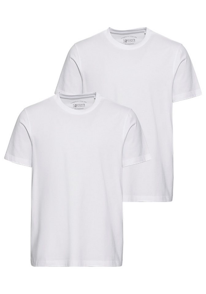 Man's World Rundhalsshirt (Packung, 2-tlg., 2er Pack) Kurzarm, unifarben, Rundhals, aus Baumwolle von Man's World