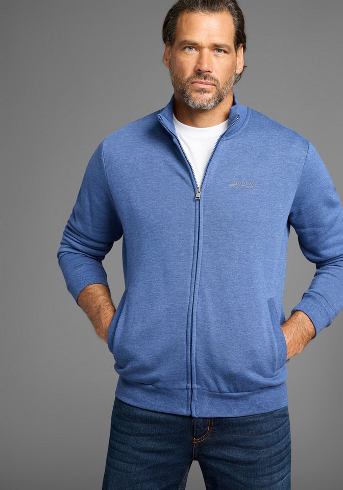 Man's World Sweatjacke Stehkragen und dezentem Logodruck von Man's World